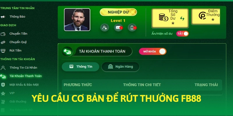 Yêu cầu cơ bản để rút thưởng FB88